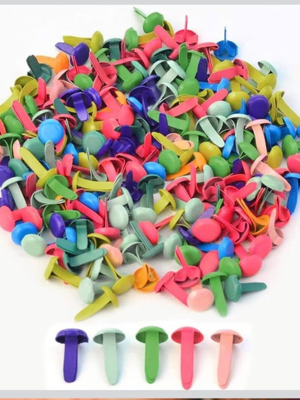 500 PCS Paper Fasteners, Brass Plated Scrapbooking Brads Round Metal Brads